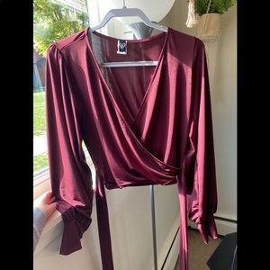 Maroon crop top with tie detail